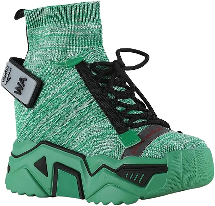Anthony Wang Women's Retro Lace-Up Chunky Platform Extra High Hidden Wedge Fashion Sneaker-Damson-08