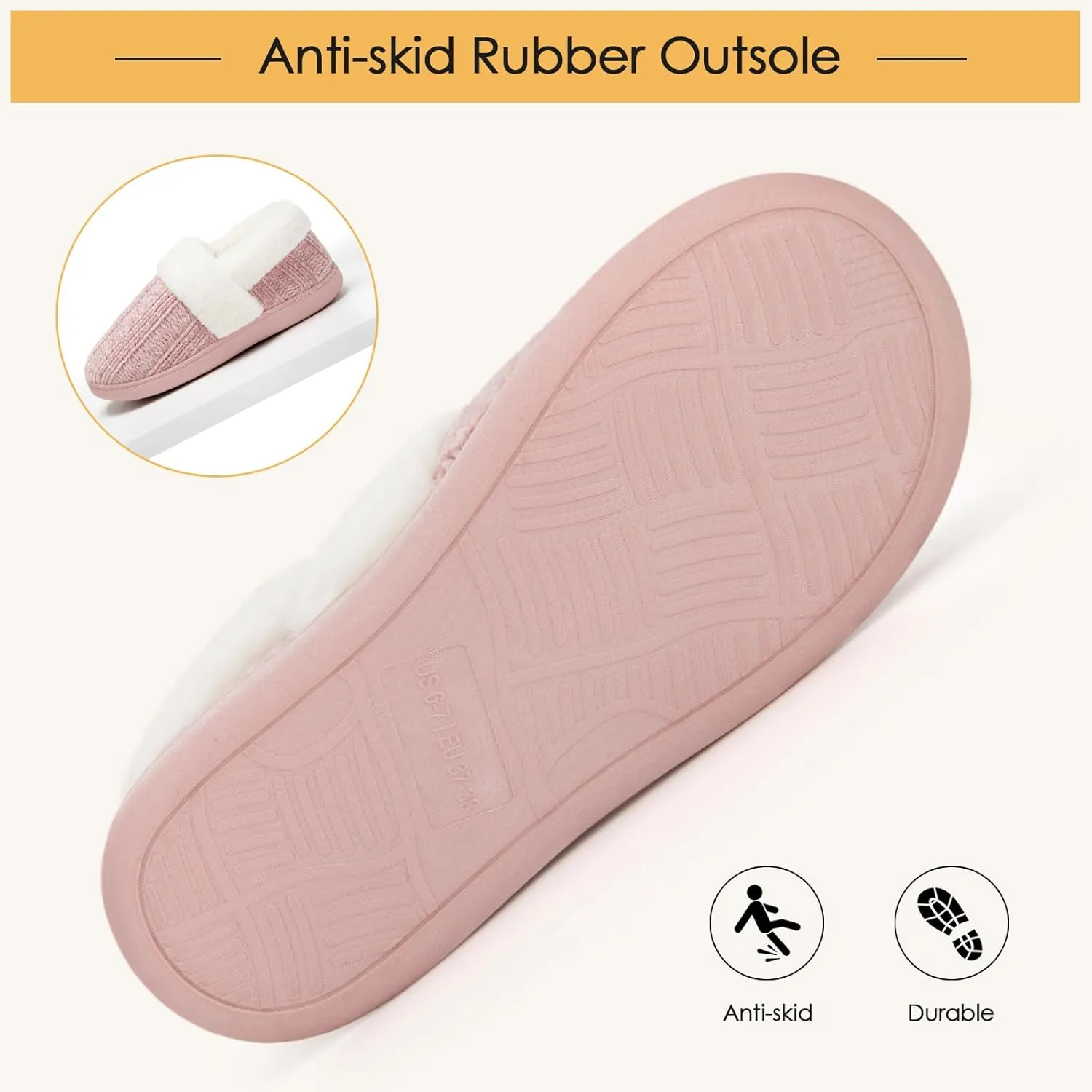 ATHMILE House Slippers for Women Memory Foam Closed Back House Shoes Outdoor Indoor Bedroom Fleece Fuzzy Slippers