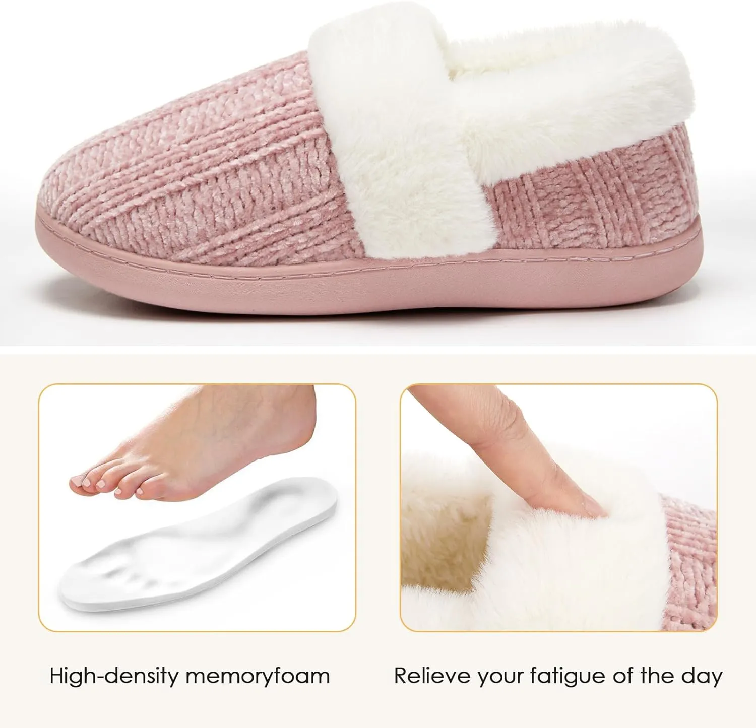 ATHMILE House Slippers for Women Memory Foam Closed Back House Shoes Outdoor Indoor Bedroom Fleece Fuzzy Slippers