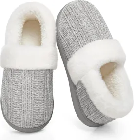 ATHMILE House Slippers for Women Memory Foam Closed Back House Shoes Outdoor Indoor Bedroom Fleece Fuzzy Slippers