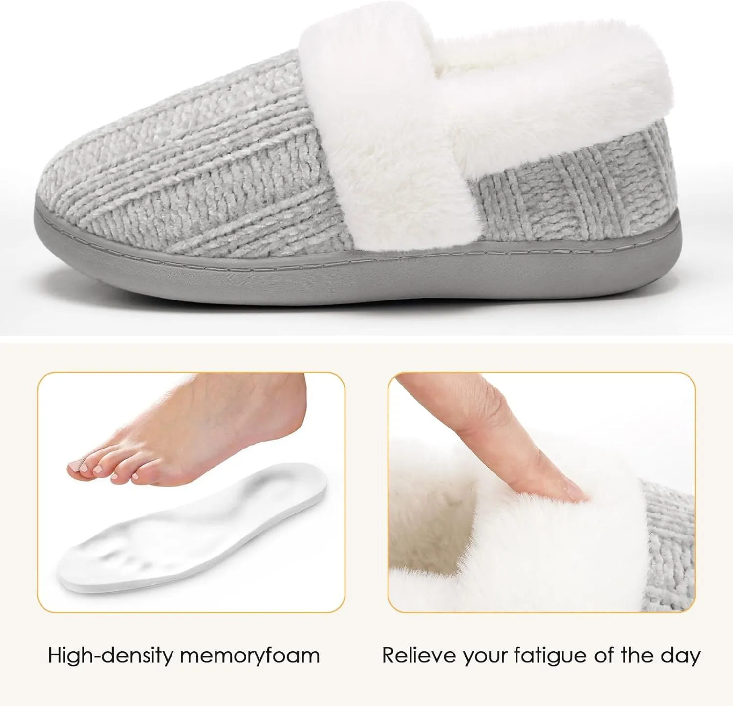 ATHMILE House Slippers for Women Memory Foam Closed Back House Shoes Outdoor Indoor Bedroom Fleece Fuzzy Slippers