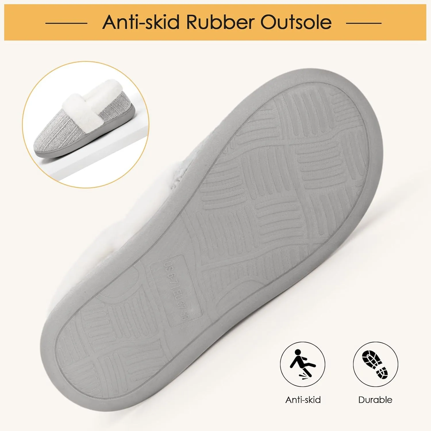 ATHMILE House Slippers for Women Memory Foam Closed Back House Shoes Outdoor Indoor Bedroom Fleece Fuzzy Slippers