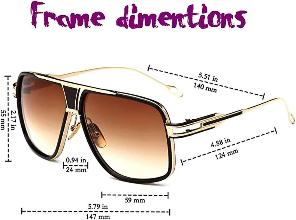 Aviator Sunglasses for Men 100% UV Protection Goggle Alloy Frame with Case