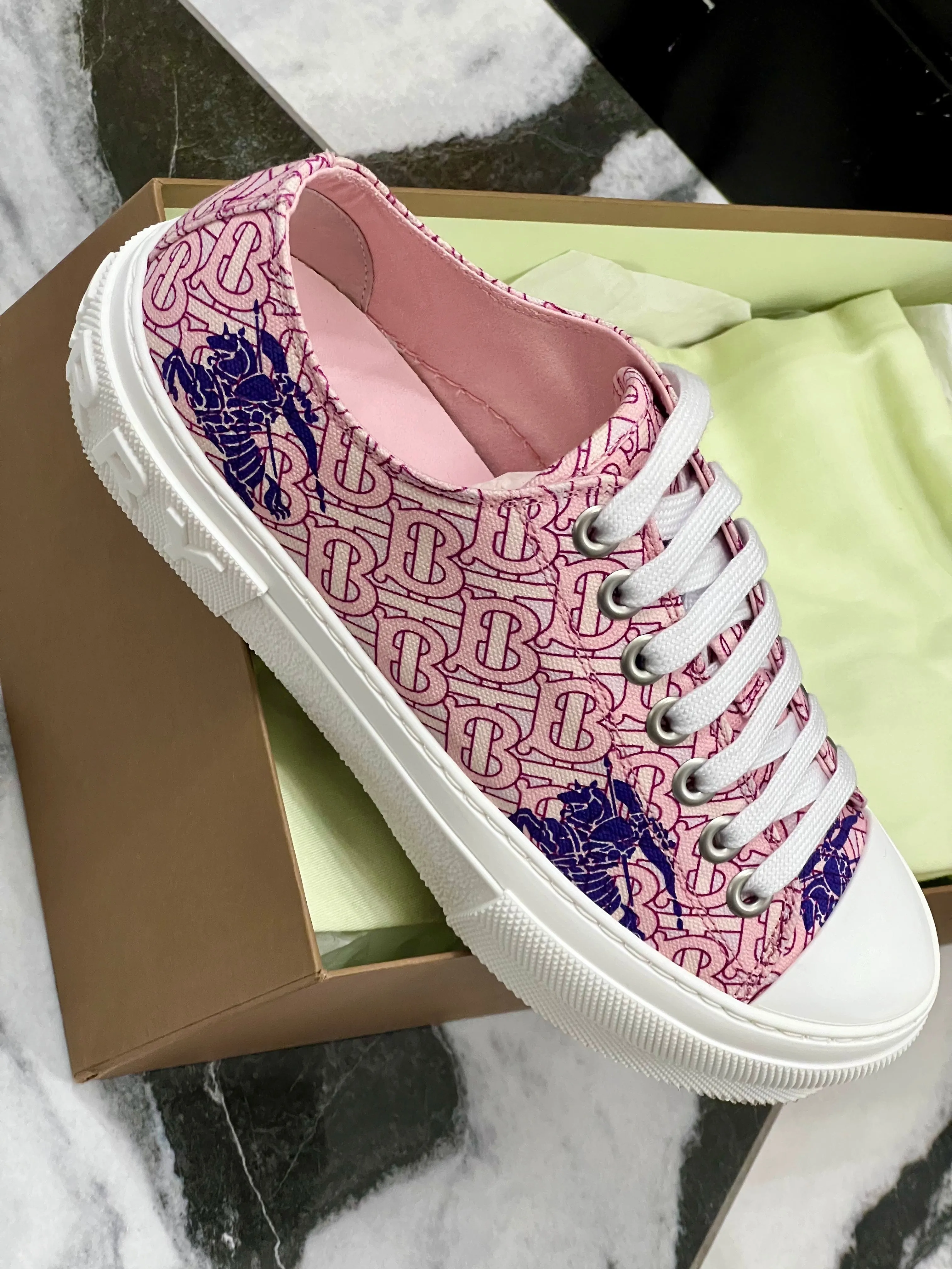 BURBERRY JACK EKD MONOGRAM PLATFORM SNEAKERS