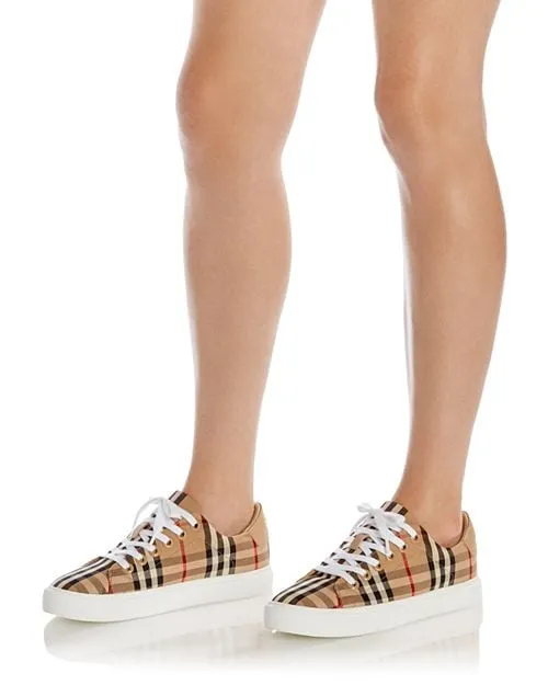 Burberry Women's Albridge Lace-Up Sneakers Tan/Beige