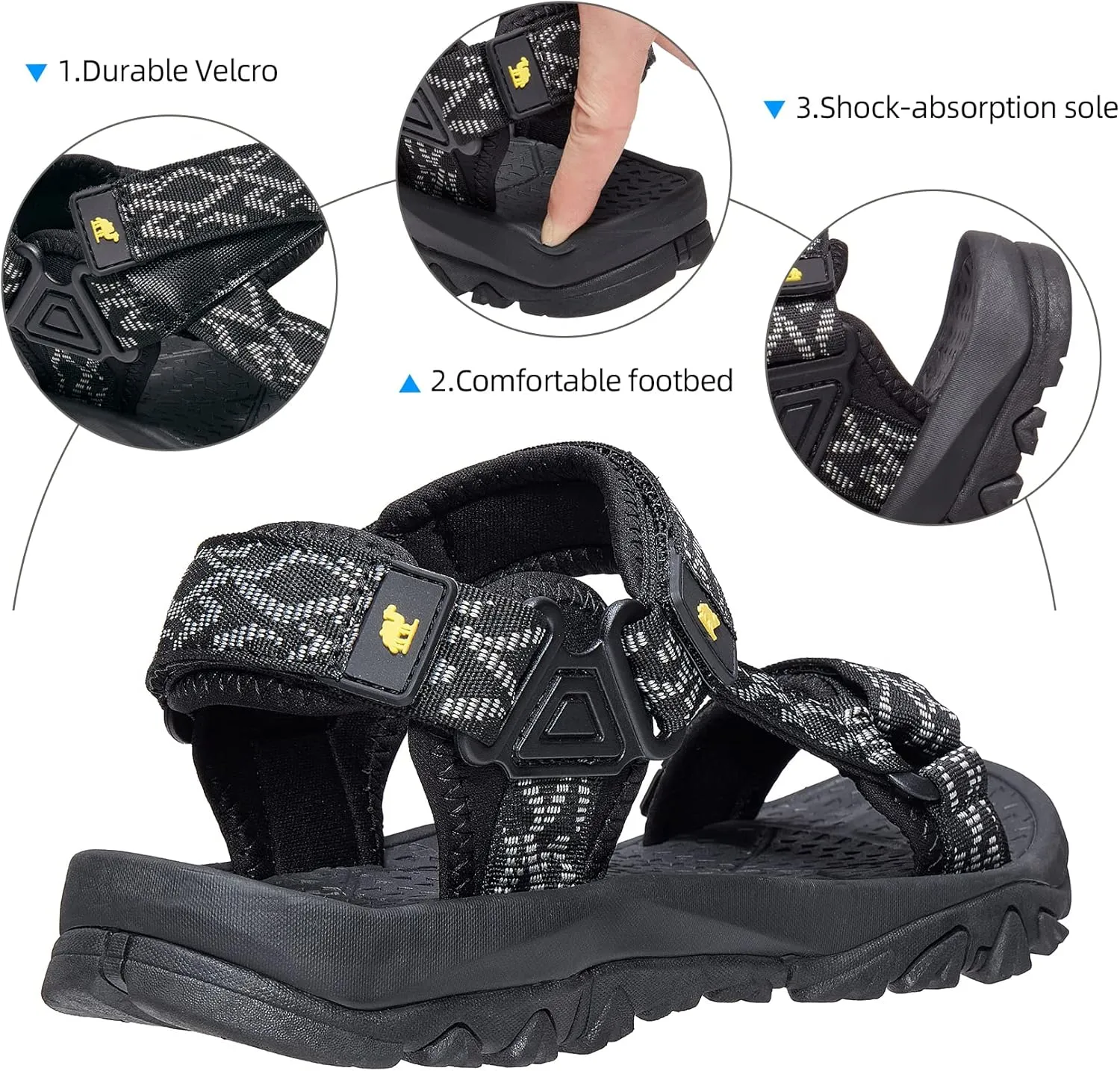 CAMELSPORTS Men??s Sandals Hiking Athletic Sandals Non-slip Water Sandals Comfortable Sport Sandals Open Toe Casual Beach Sandals
