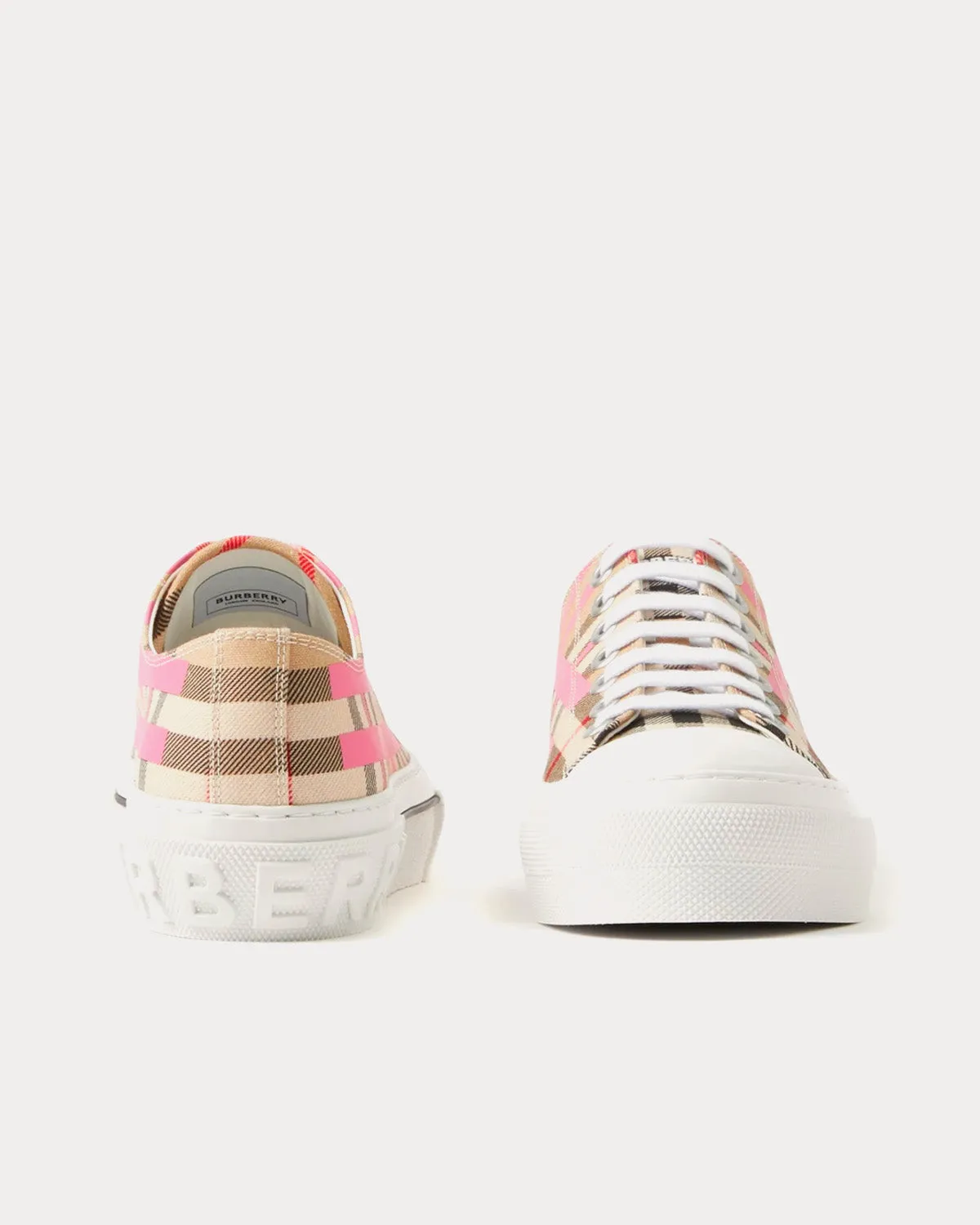Check Cotton Archive Beige / Pink Low Top Sneakers