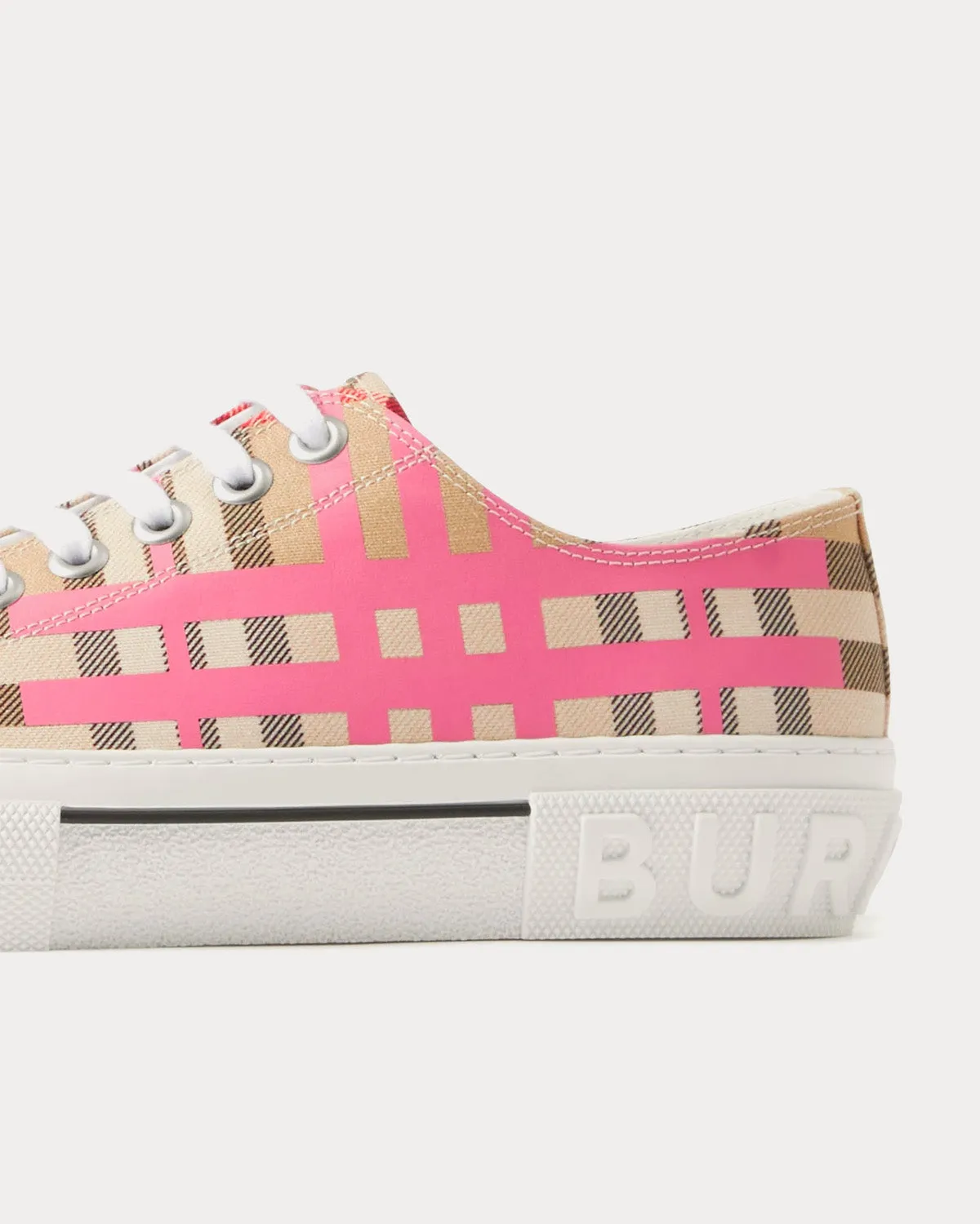 Check Cotton Archive Beige / Pink Low Top Sneakers