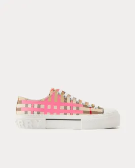 Check Cotton Archive Beige / Pink Low Top Sneakers