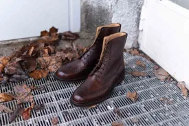 Crockett & Jones Islay Full Brogue Boots In Dark Brown Scotch Grain