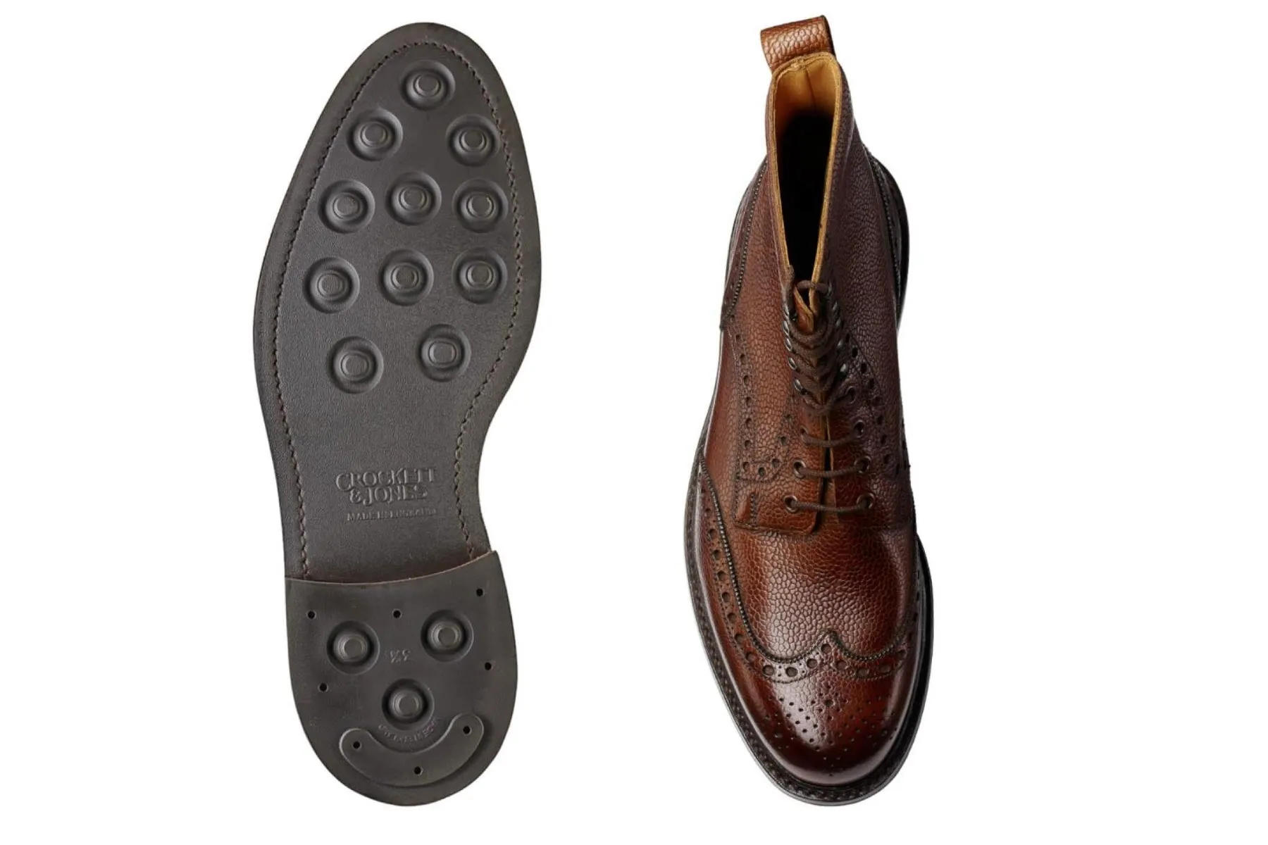 Crockett & Jones Islay Full Brogue Boots In Dark Brown Scotch Grain