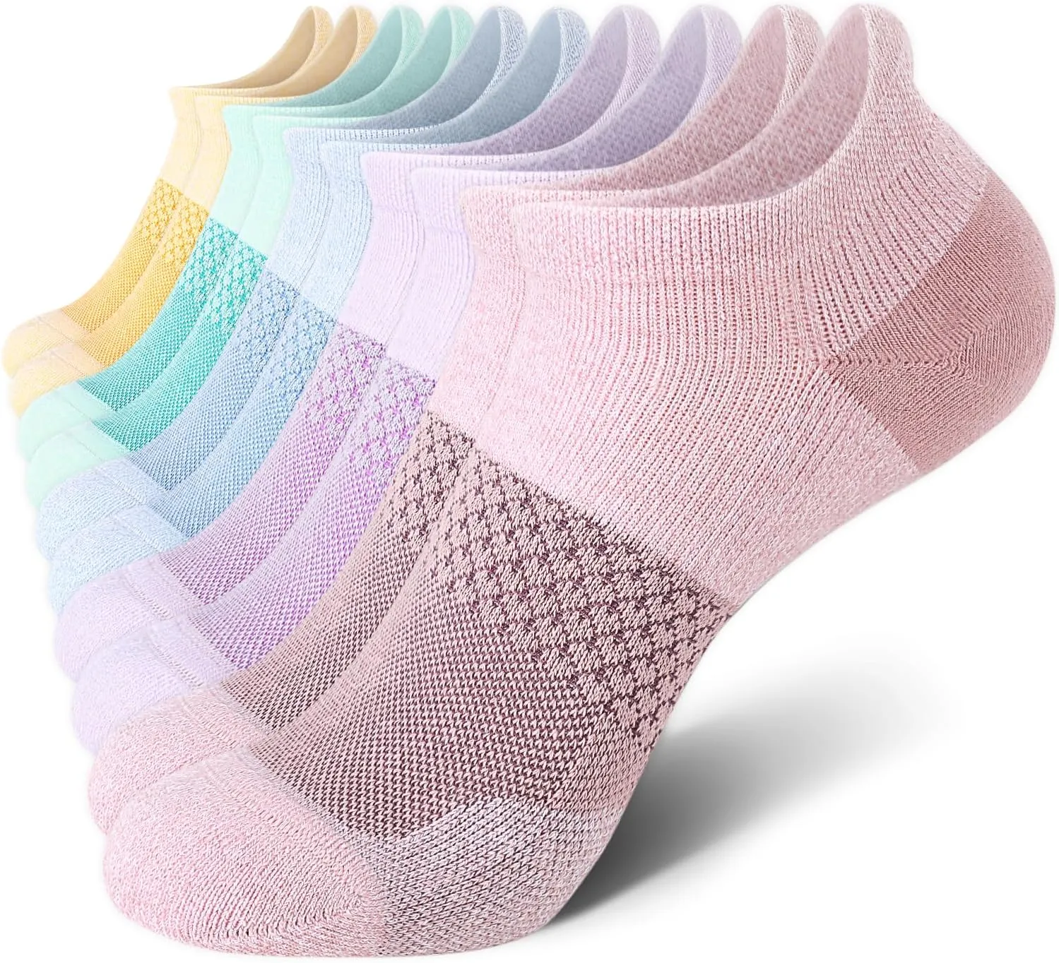 CS CELERSPORT 5 Pairs Women's Ankle Running Socks Cushioned Athletic Sport Socks with Tab