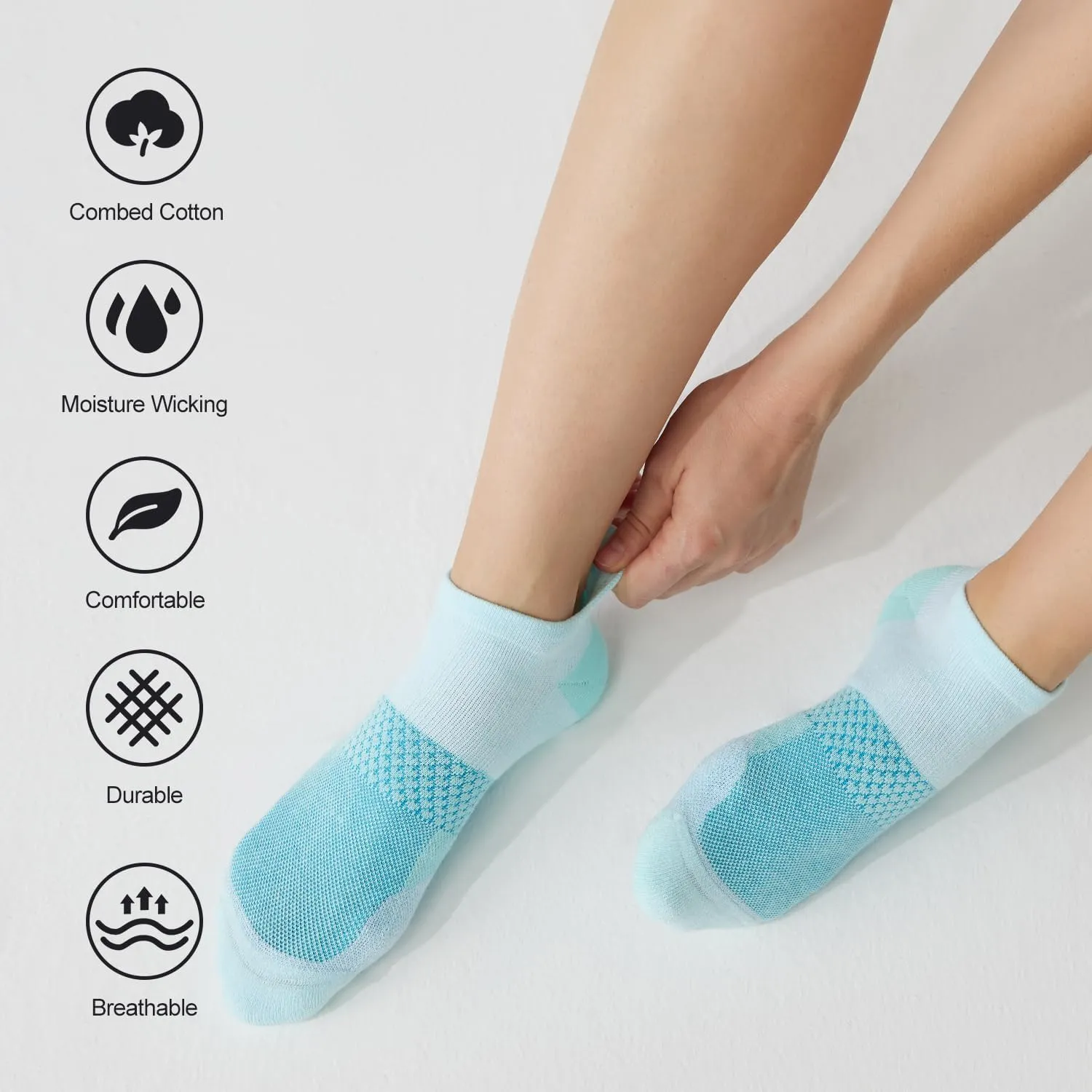 CS CELERSPORT 5 Pairs Women's Ankle Running Socks Cushioned Athletic Sport Socks with Tab
