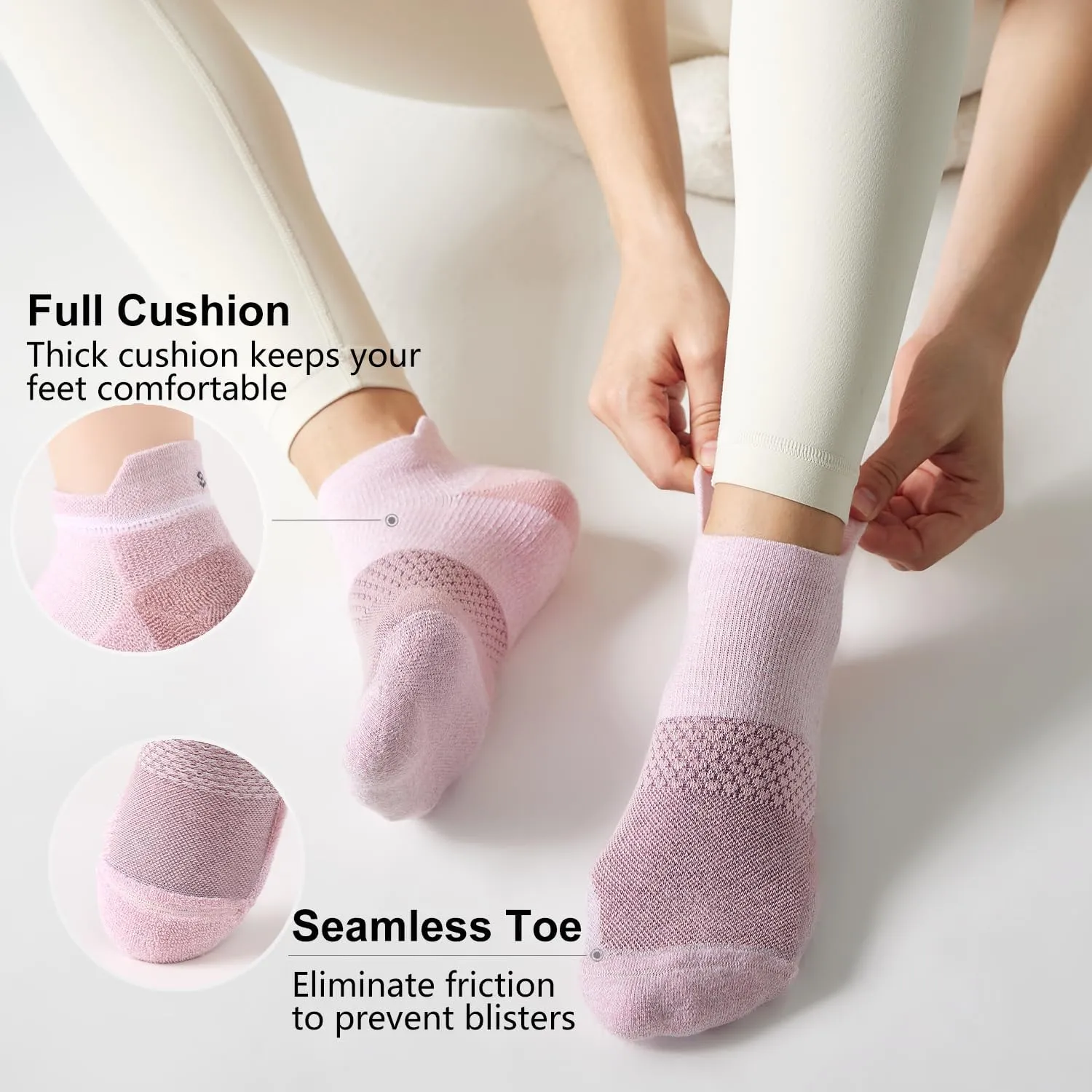 CS CELERSPORT 5 Pairs Women's Ankle Running Socks Cushioned Athletic Sport Socks with Tab