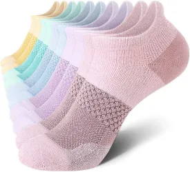 CS CELERSPORT 5 Pairs Women's Ankle Running Socks Cushioned Athletic Sport Socks with Tab