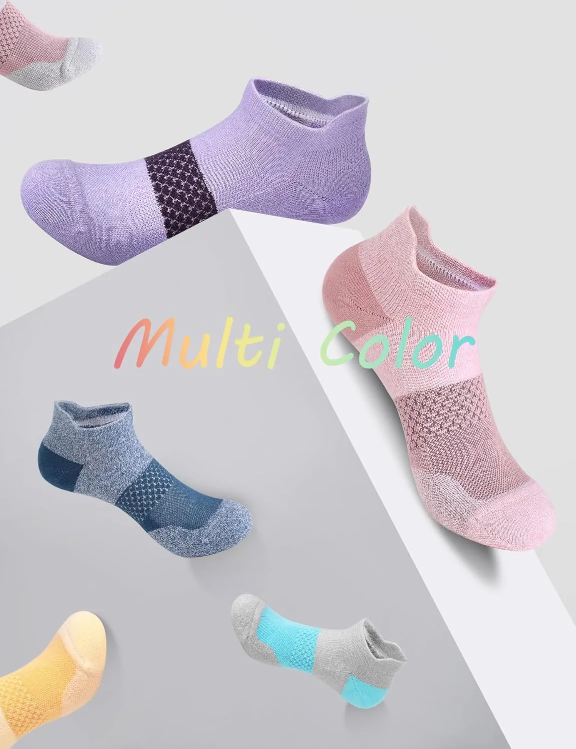 CS CELERSPORT 5 Pairs Women's Ankle Running Socks Cushioned Athletic Sport Socks with Tab