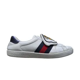 Gucci Ace Web Tiger Patch Sneakers – White Leather Python Trim Size UK 10.5 / EU 44 / US 11