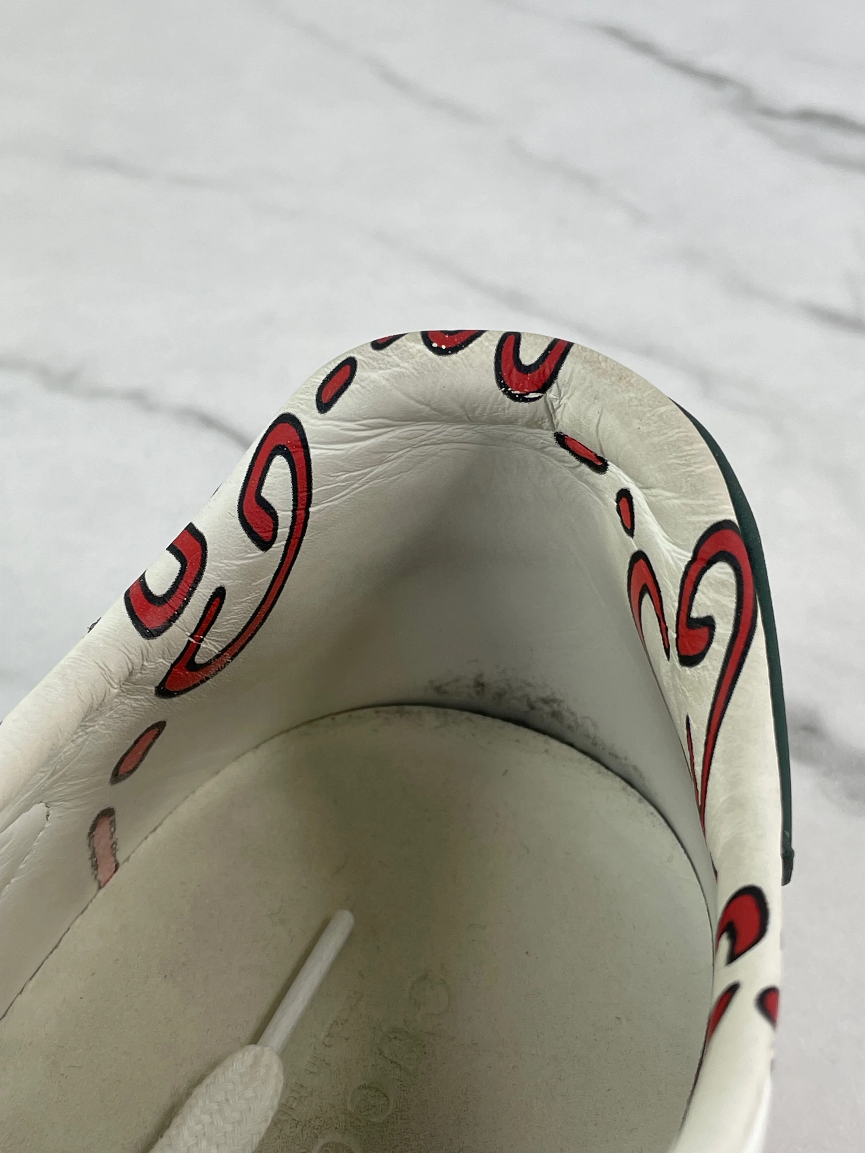 GUCCI Women’s White/Red Leather GG Ghost Ace Sneakers Size 40