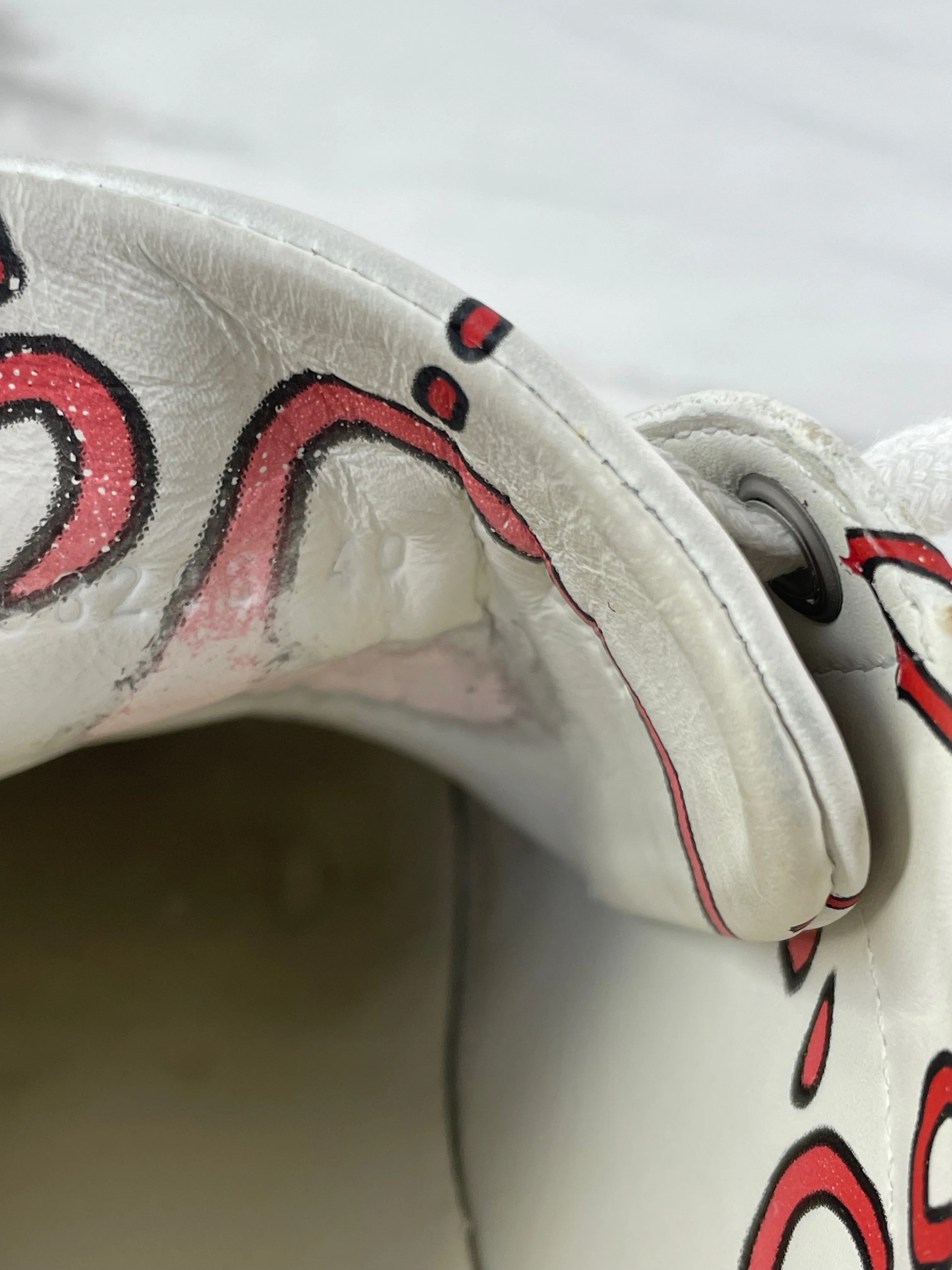 GUCCI Women’s White/Red Leather GG Ghost Ace Sneakers Size 40