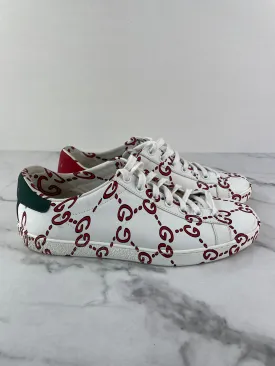 GUCCI Women’s White/Red Leather GG Ghost Ace Sneakers Size 40