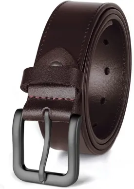 KEECOW Men's 100% Italian Cow Leather Belt Men With Anti-Scratch Buckle,Packed in a Box