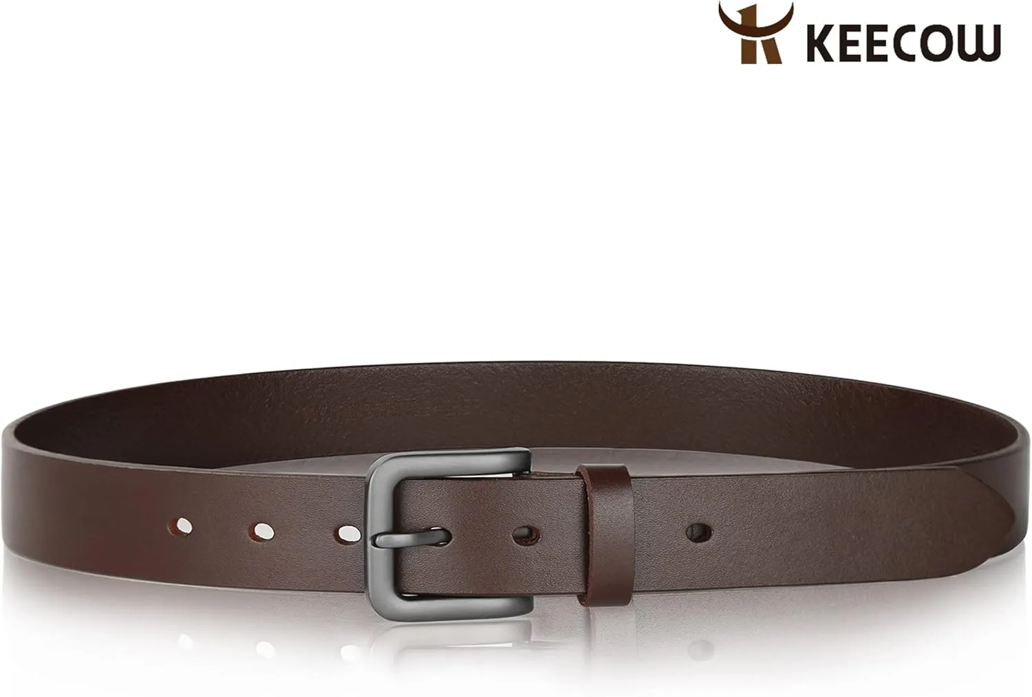 KEECOW Men's 100% Italian Cow Leather Belt Men With Anti-Scratch Buckle,Packed in a Box