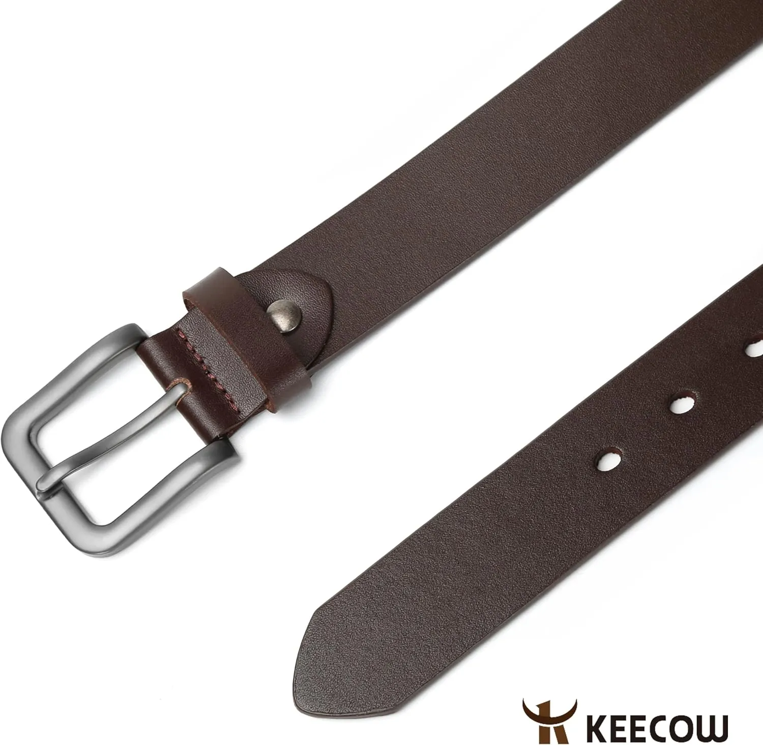 KEECOW Men's 100% Italian Cow Leather Belt Men With Anti-Scratch Buckle,Packed in a Box