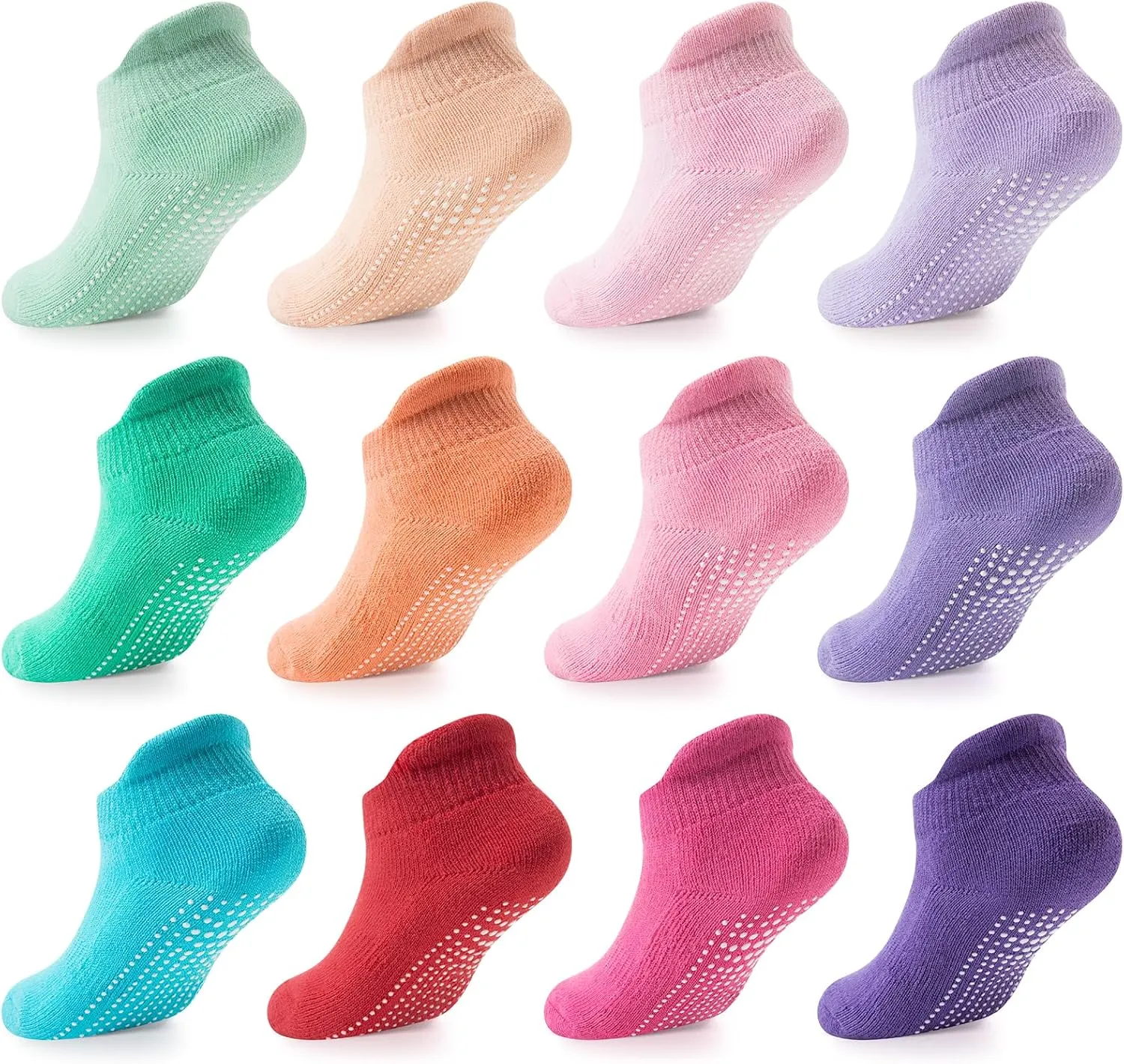 LA ACTIVE Non Slip Grip Ankle Boys and Girls Socks with Non Skid for Babies Toddlers and Kids Back to School