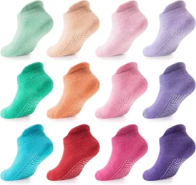 LA ACTIVE Non Slip Grip Ankle Boys and Girls Socks with Non Skid for Babies Toddlers and Kids Back to School