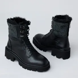 Lodi Black Leather Hiking Boots