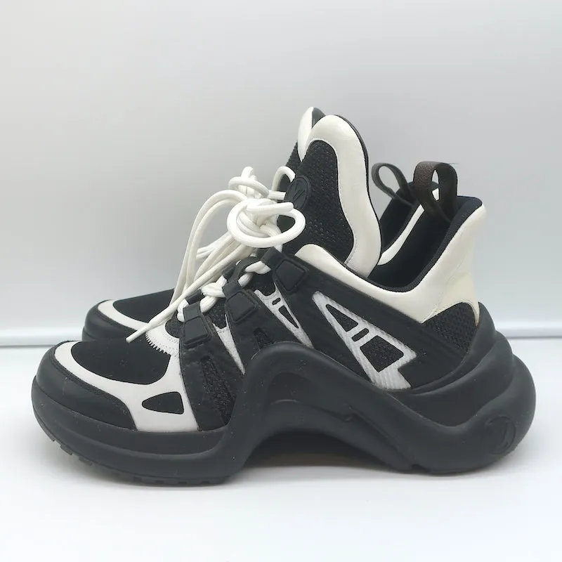 Louis Vuitton LV Archlight Sneakers Black Mesh & White Leather Size 38