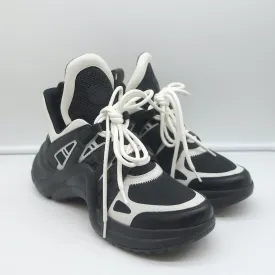 Louis Vuitton LV Archlight Sneakers Black Mesh & White Leather Size 38