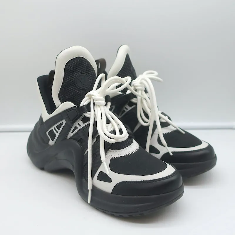 Louis Vuitton LV Archlight Sneakers Black Mesh & White Leather Size 38