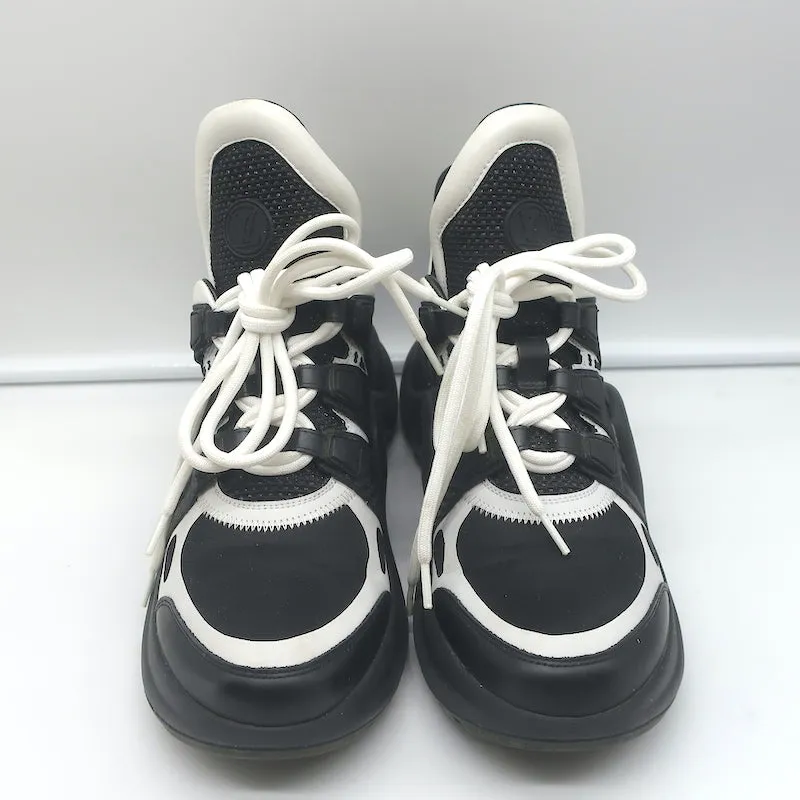 Louis Vuitton LV Archlight Sneakers Black Mesh & White Leather Size 38