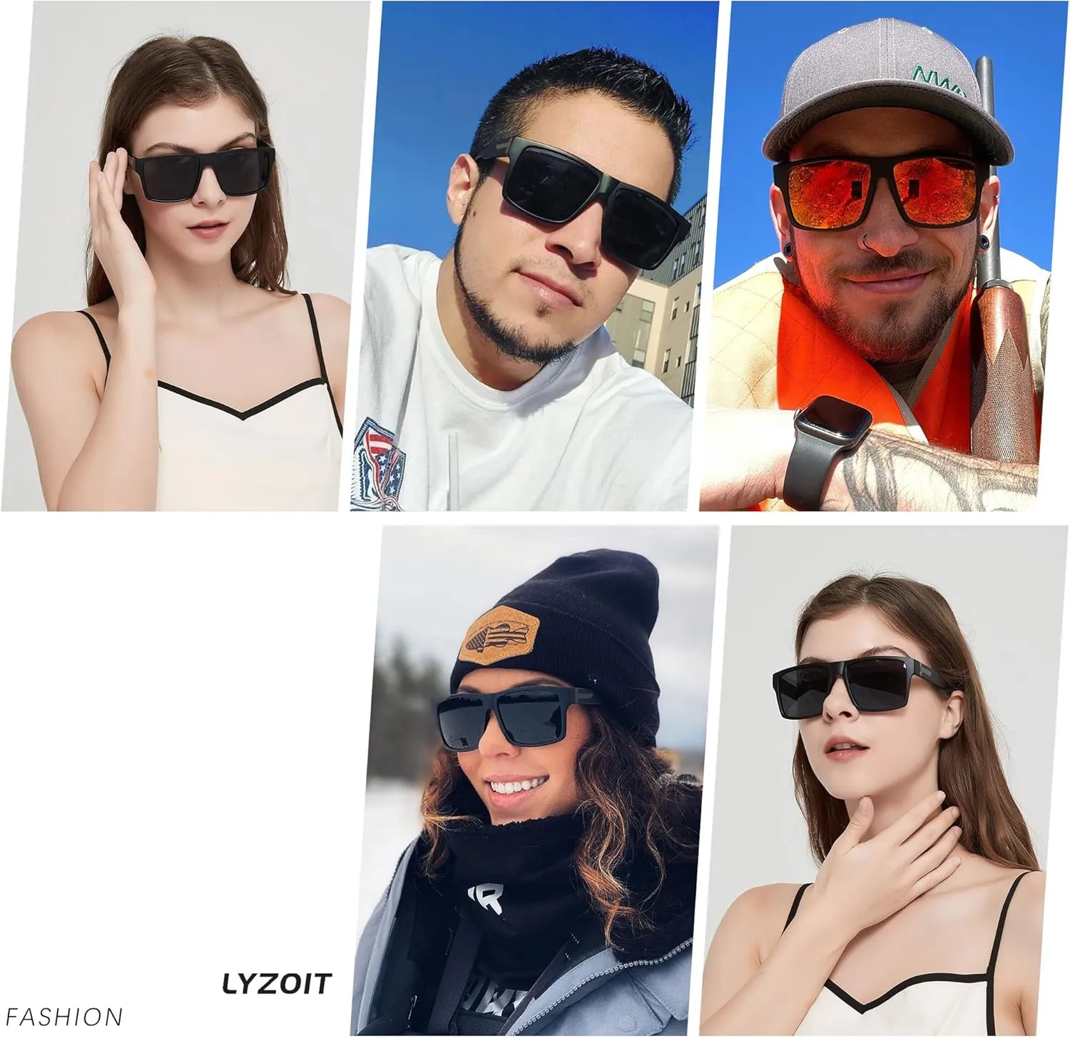 LYZOIT Square Sunglasses for Men Women Polarized Oversized Big UV Protection Rectangle Shades