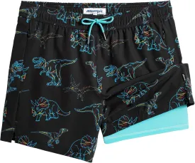 maamgic Mens Swim Trunks with Compression Liner 5" Stretch Beach Shorts Quick Dry with Zipper Pockets No-Chafing Board Shorts