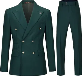 Men's Slim Fit 2 Piece Suit Double Breasted Business Wedding Prom Tuxedo Suits Blazer & Pants Set??