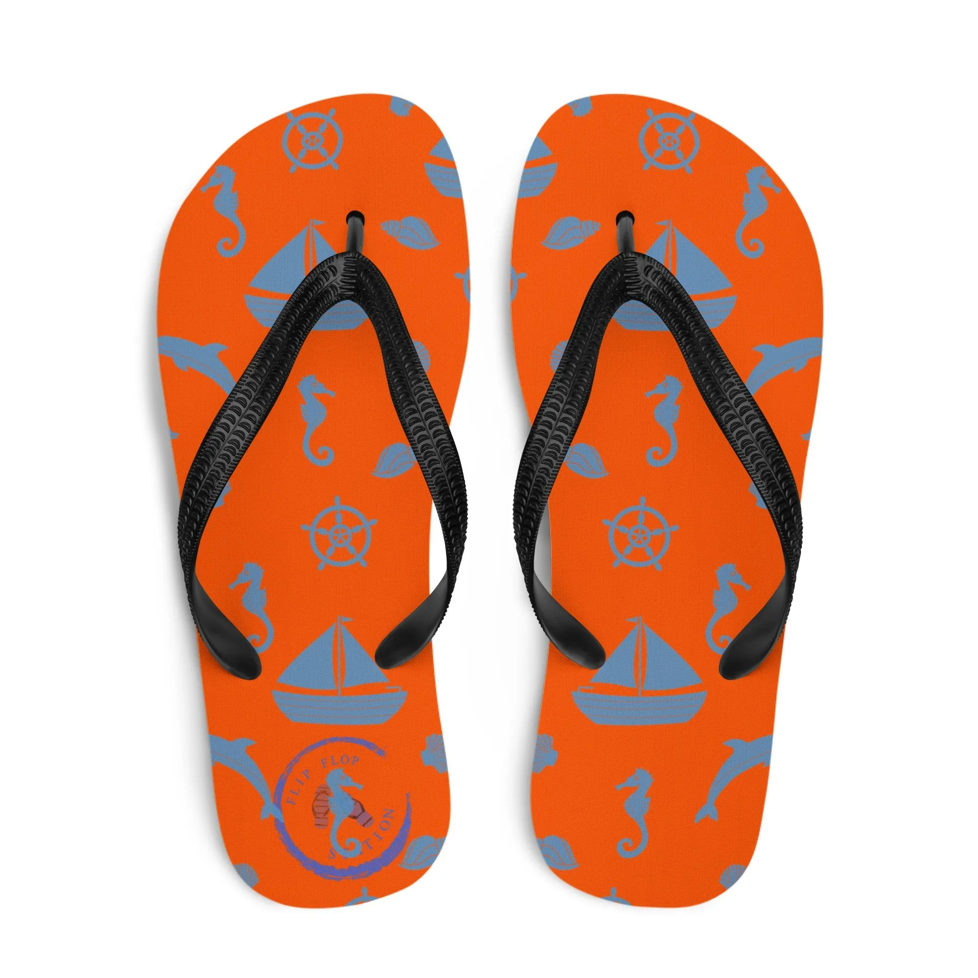 Orange Sea Flip-Flops