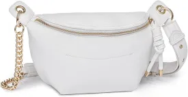 PU Leather Fanny Pack Crossbody Sling Bag for Women - Trendy Belt Bag with Adjustable Strap, Lightweight for Travel Daily Use (White)