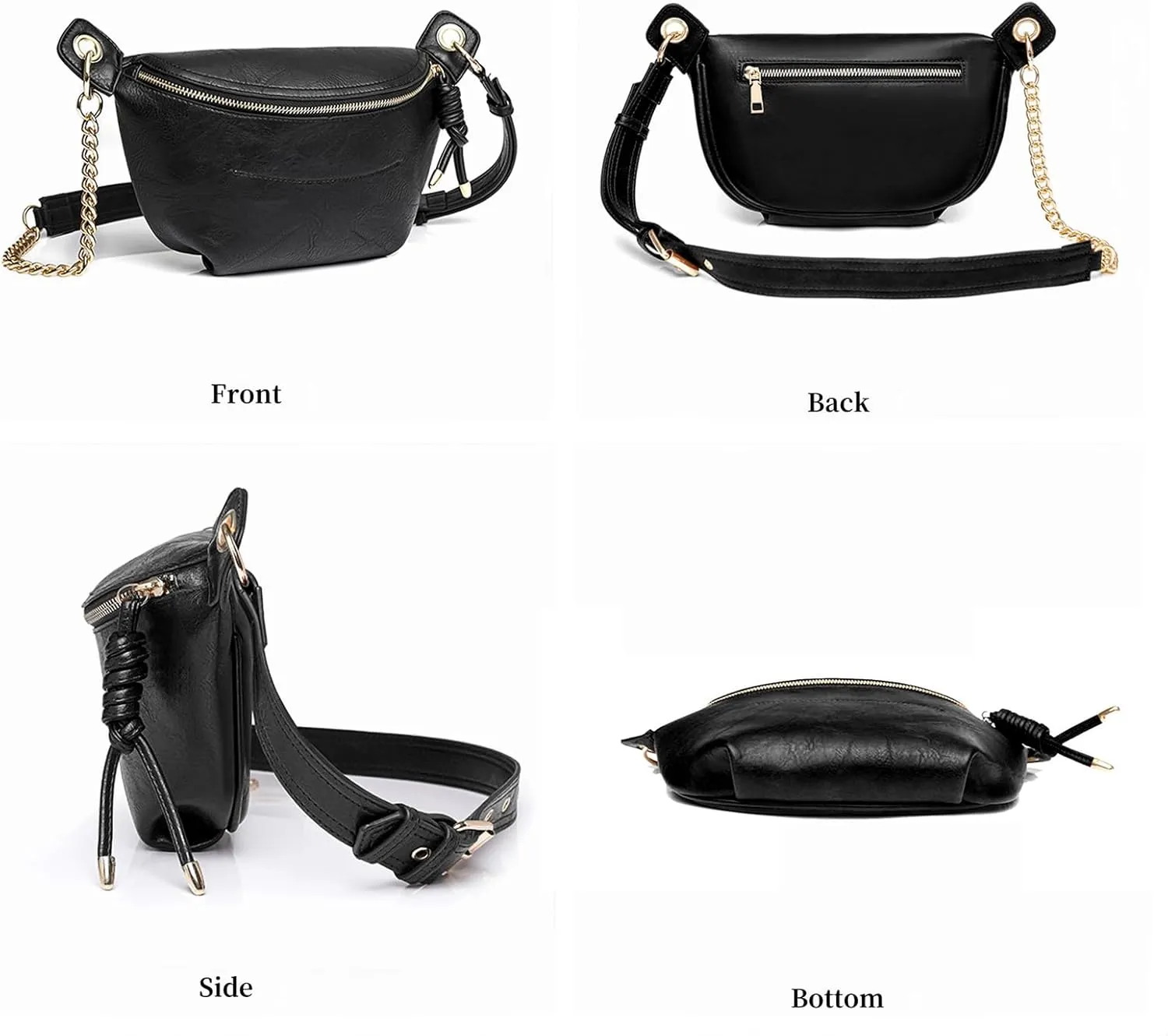 PU Leather Fanny Pack Crossbody Sling Bag for Women - Trendy Belt Bag with Adjustable Strap, Lightweight for Travel Daily Use (White)