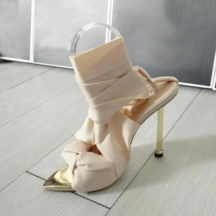 Ribbon Tie Wrap Around Ankle Heels
