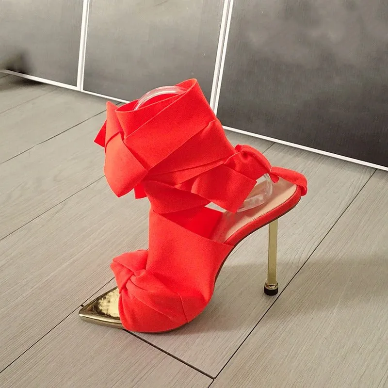 Ribbon Tie Wrap Around Ankle Heels