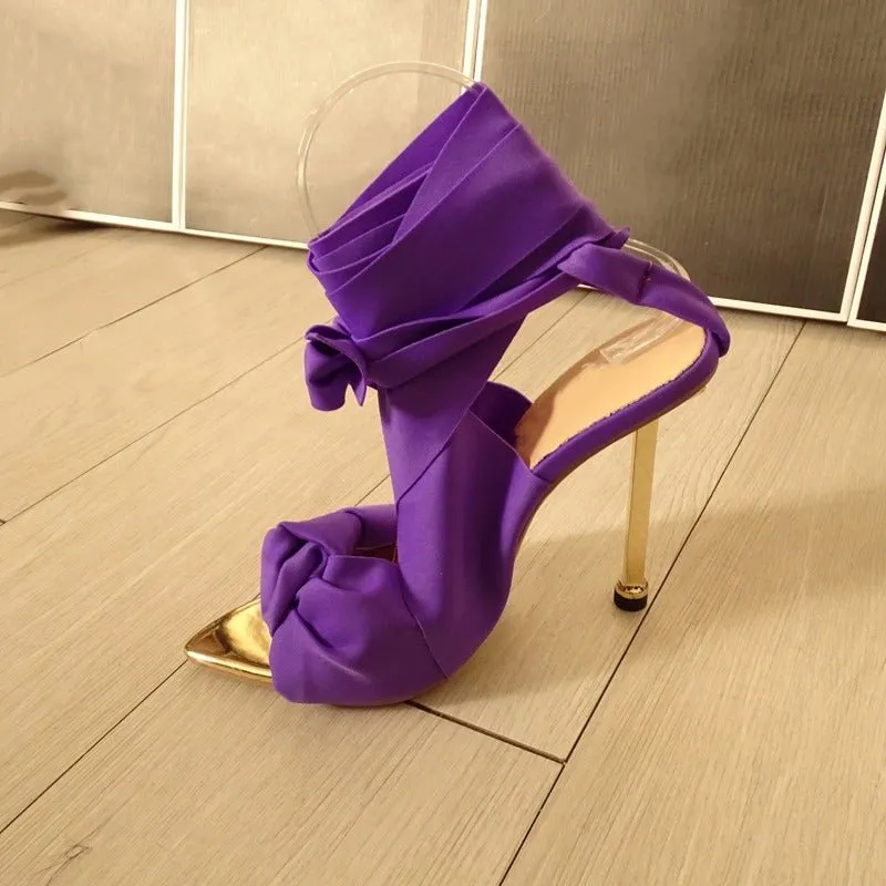 Ribbon Tie Wrap Around Ankle Heels