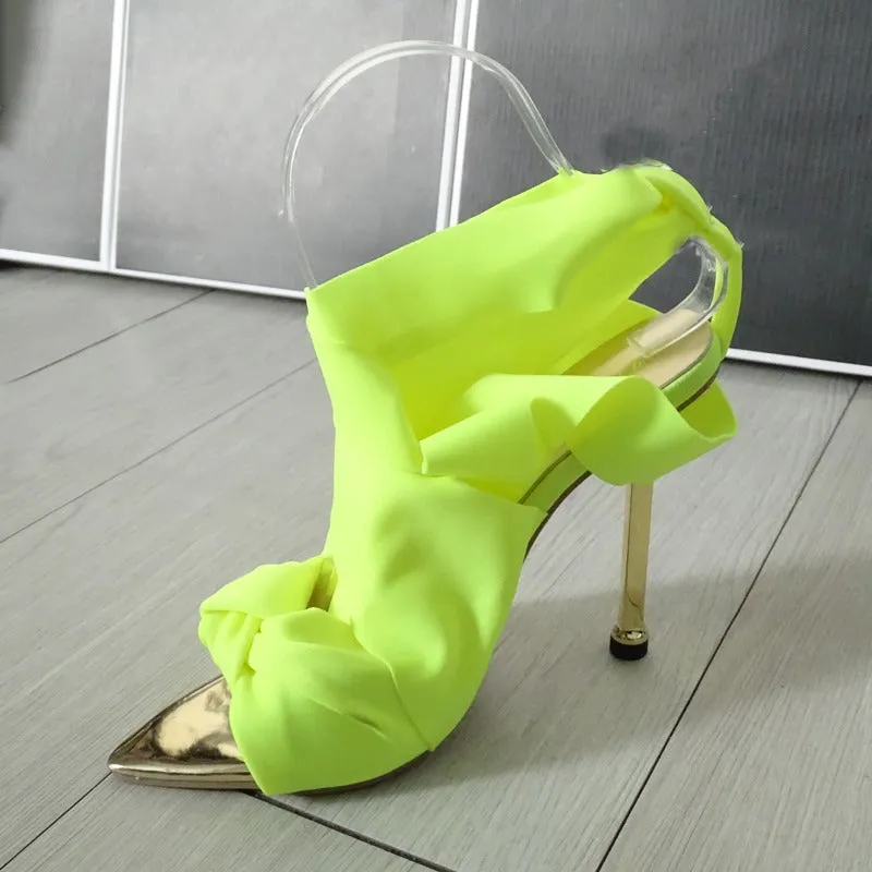 Ribbon Tie Wrap Around Ankle Heels