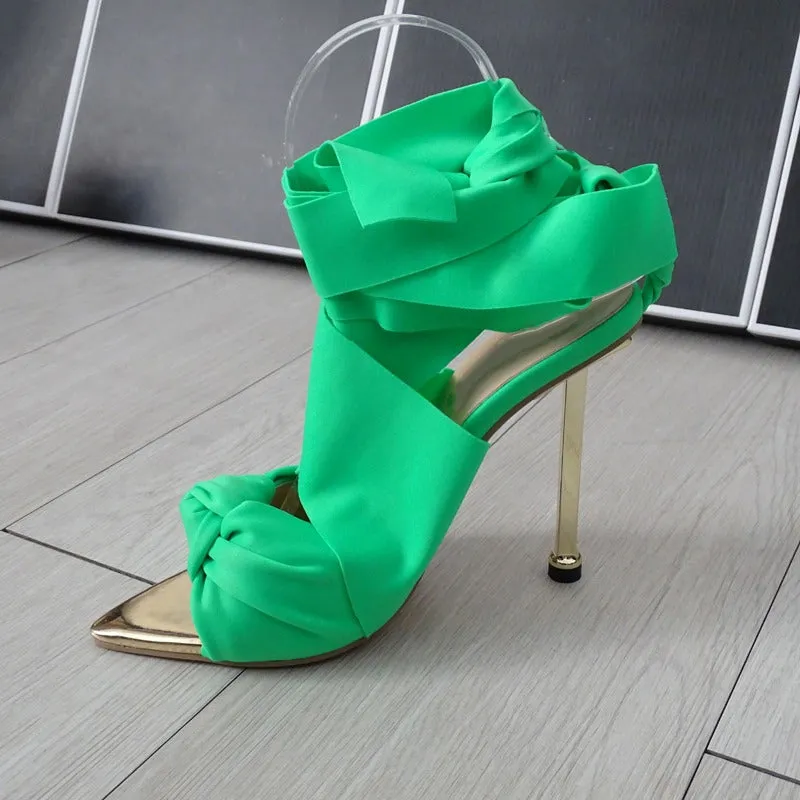 Ribbon Tie Wrap Around Ankle Heels