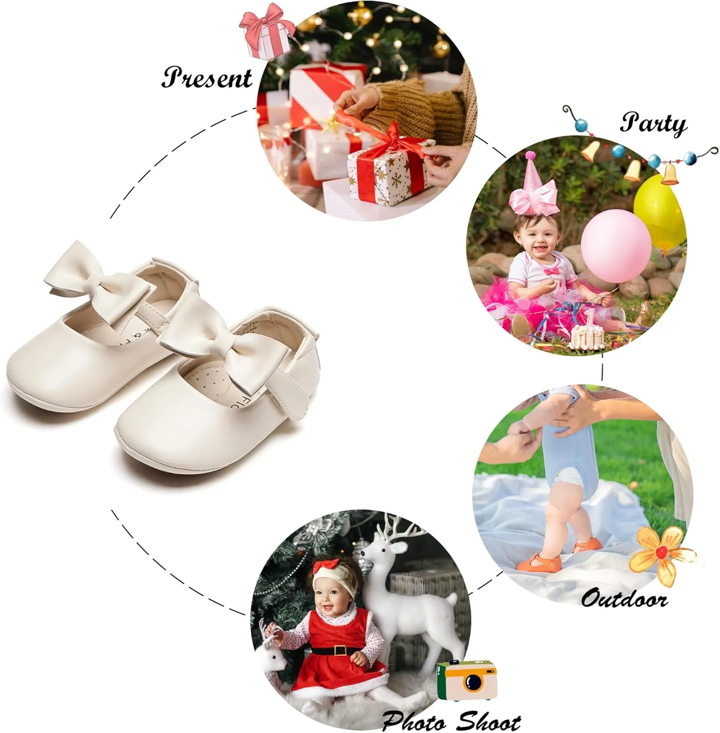 Soft Sole Baby Dress Shoes - Infant Baby Walking Shoes Moccasinss Rubber Sole Crib Shoes.