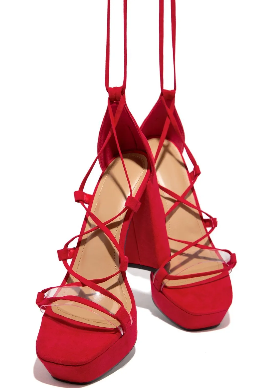 Women's Lace Up Platform Chunky High Heels Sandals (Stunning-01 S By Bamboo)